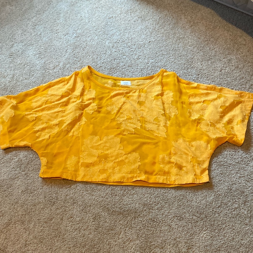 Wilfred, semi-sheer, clementine orange, cropped blouse. size medium
